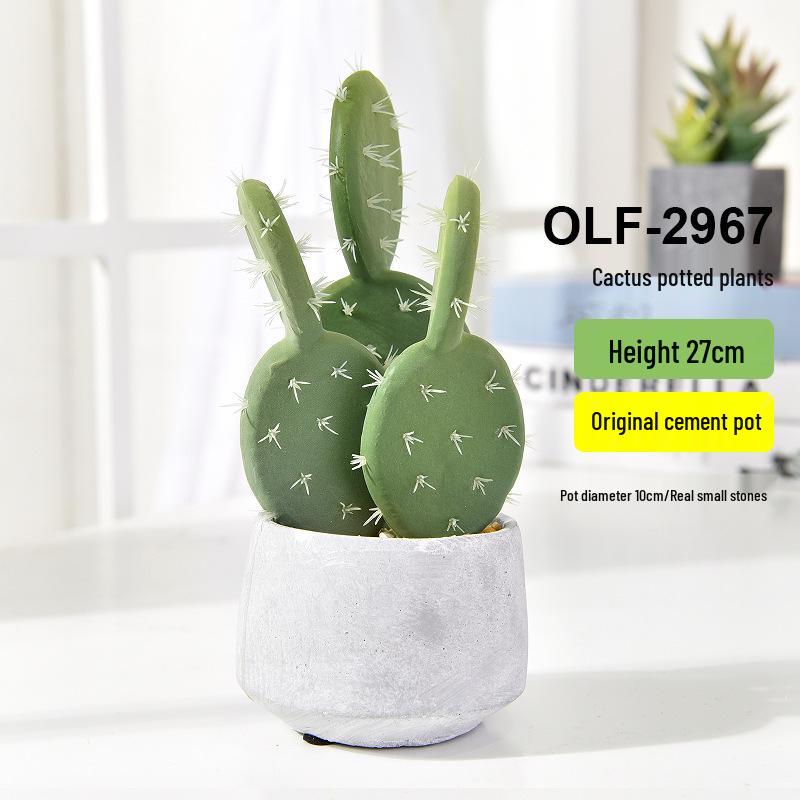 Retro Cement Cactus Bonsai - Small Faux Potted Plant for Office Decoration