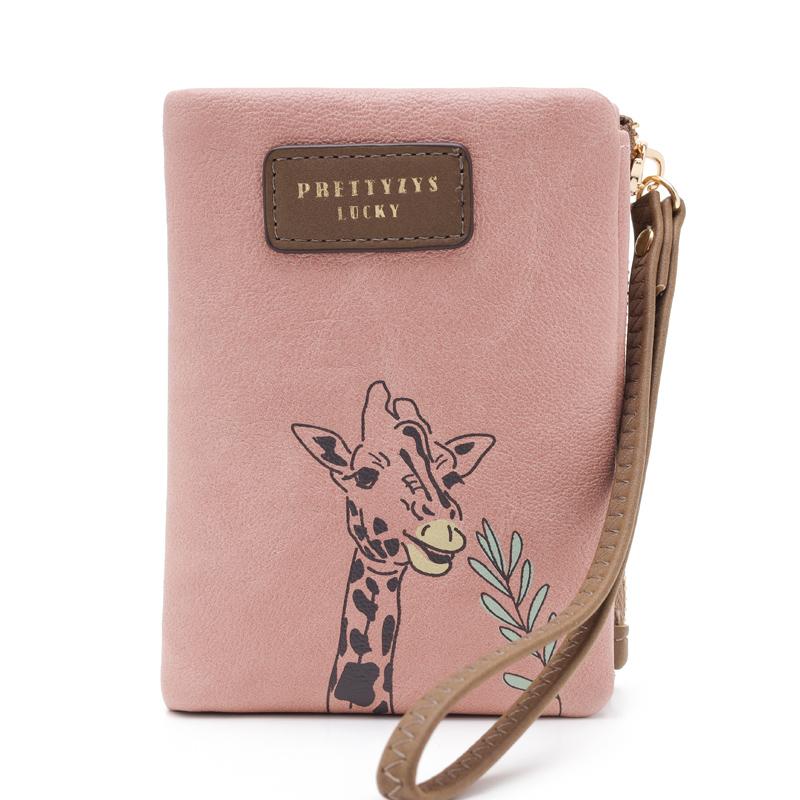 

Women Short Wallet Cute Giraffe Design Girls Zipper Coin Purse Lady ID & Credit Card Holder Quality PU Leather Small Clutch Bag
