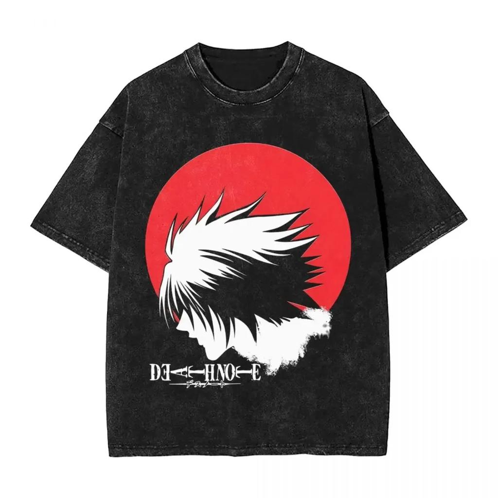 T-shirt da Uomo Anime DEATH NOTE Yagami Light L·Lawliet MisaMisa Lavata Manga Oversize Y2k T-shirt Cotone T-shirt Harajuku Maschile