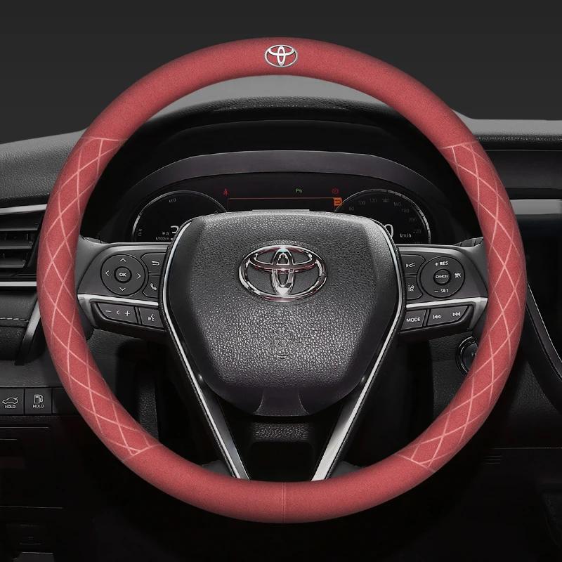 

Горячие Для Toyota Для Toyota 2026 Новые Колпаки на Колеса 38 см Замшевая Накладка на Руль Автомобиля Для Toyota Hilux Aygo Corolla Yaris Rav4 Camry C