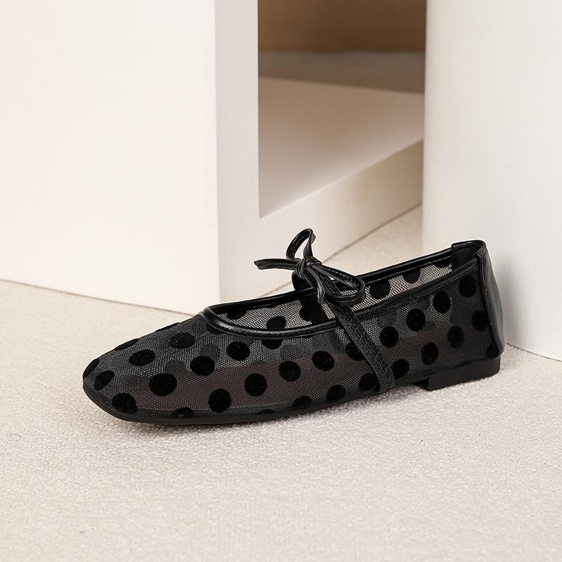 Flats for Women Mesh Ballet Flats Mary Jane Shoes Slip On Casual Breathable Ballerina Flats Womens Summer Round Closed Toe Mary Jane Flats Dress Shoes 35 чёрный