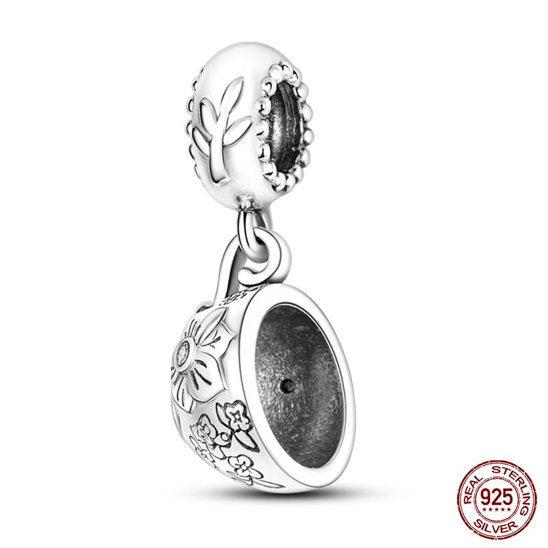S925 Silver Fashion Camera Coffee Cup Flower Charms Beads Fit  S925 Original Bracelet DIY Birthday Jewelry Making For Women