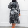 Vintage Style Long Sleeve Dresses Women Bow Collar Long Sleeve Belt Waisted A Line Mid Calf Birthday Party Dinner Vestidos Mujer Dress