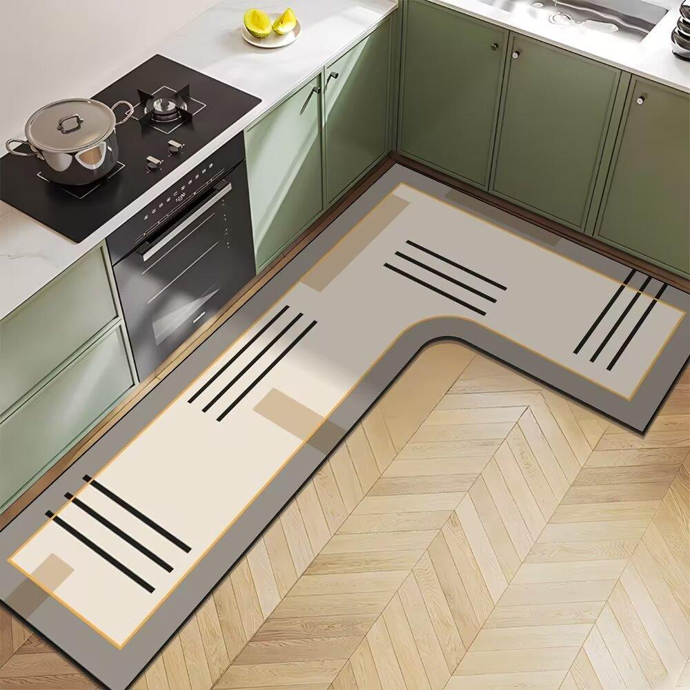 Nordic Light Luxury Diatom Mud Household L-shaped Kitchen Floor Mat Water Absorption  Anti-slip  Quick-drying and Easy-to-maintenance Floor Mat