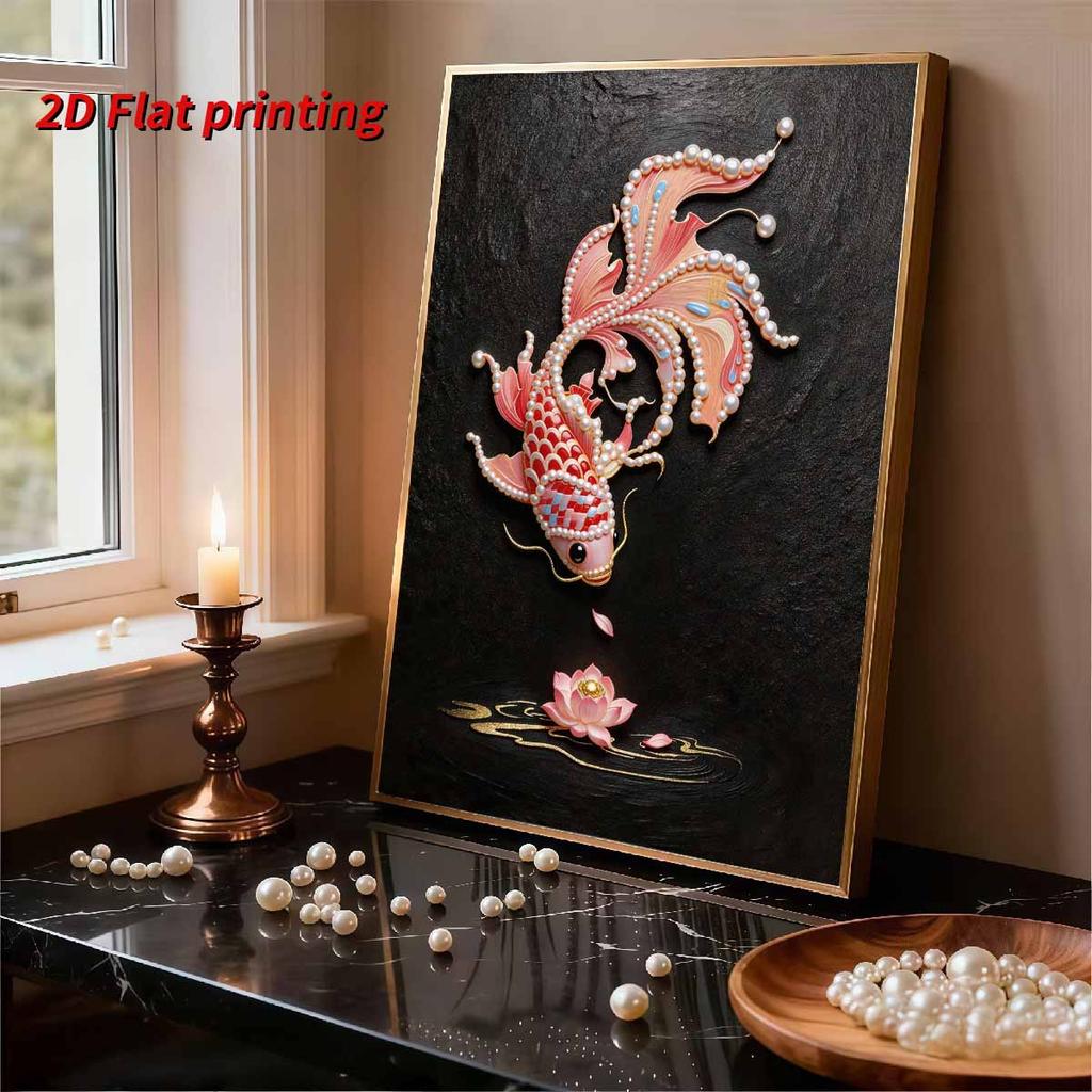 Pearl DIY Koi Fish and Lotus Flowers Art Kits 15.7x19.6inch Gem Art Pearl Painting Kits Without Frame for Adults Gift Idea Home Wall Decor