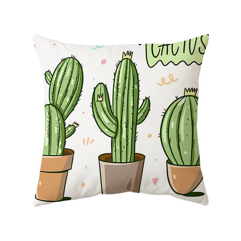 Cartoon Cactus Pattern Pillow Cover For Home Decor And Lounge Relaxation