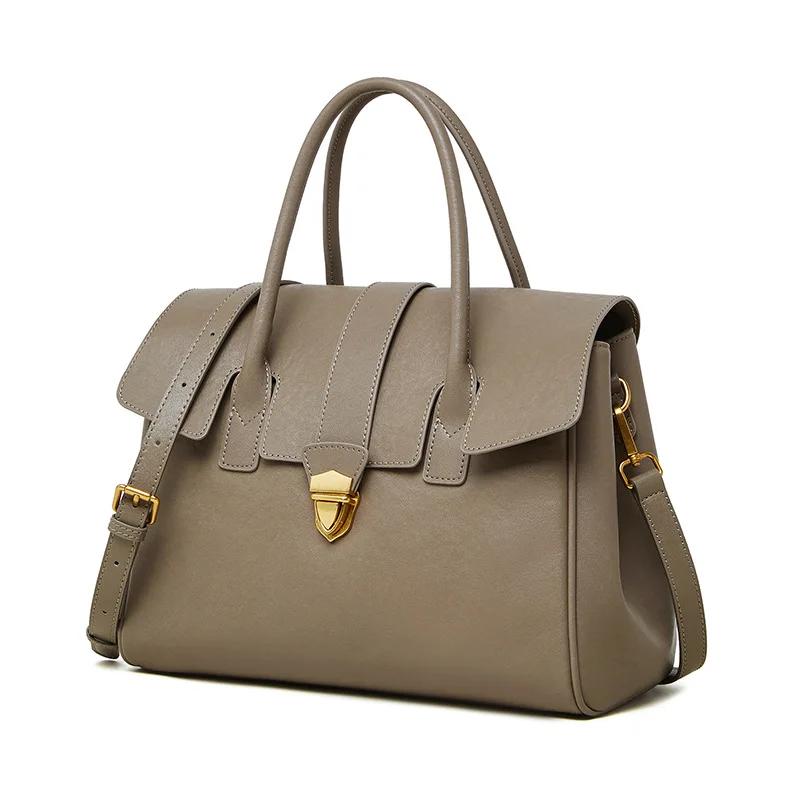 Female Casual Design Luxury Commuting Handbag Women's Natural Cow Real Leather Retro Shoulder Bags Ladies Fashi Cowhide Bag