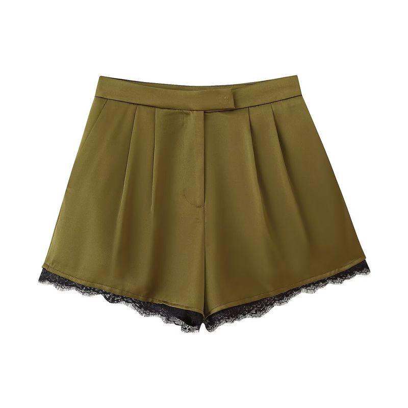 

Kaslead New Women clothes Western Style Silk Satin Texture Shirts Leisure Shorts 8418896 8358399 Shorts L