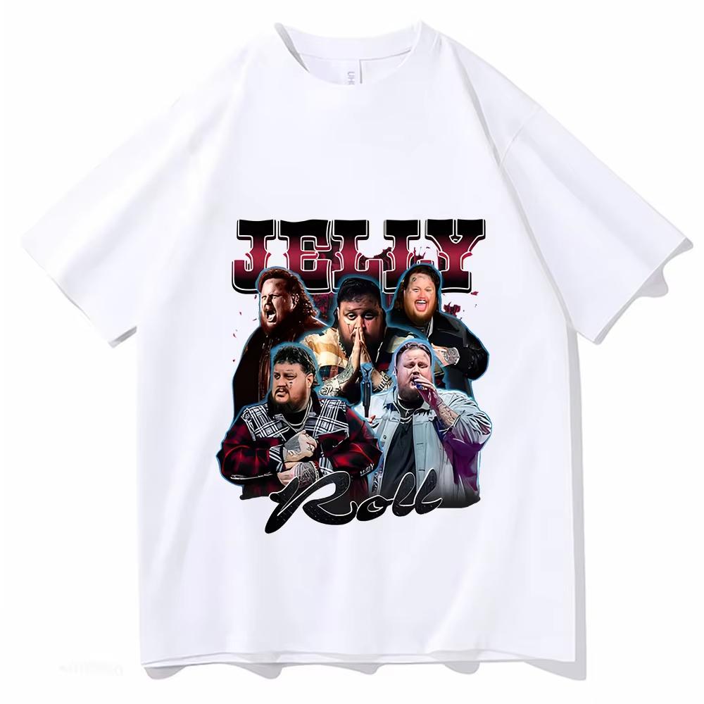

Singer Jelly Roll Graphic Printing Tshirts Cotton Short Sleeve Tee-shirts Hip Hop Clothes Fashion Casual Vintage Unisex T-shirts S разноцветный