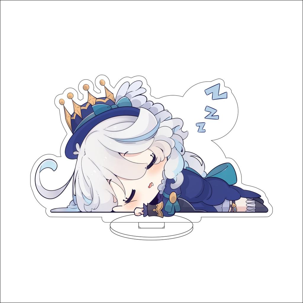 10CM Anime Genshin Impact Figure Stand Model Furina de Fontaine Cute Desk Decor Standing Sign Gifts