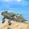 Bóia Inflável Grande de Crocodilo para Crianças Nadando Verde PVC Assento de Surfe Anel 155x80x31cm