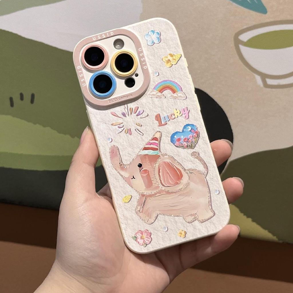 iPhone 17 Elephant Oil Painting Case; Also Fits 16 Pro Max, 15 with Lanyard, 14 Hot, and 13 Soft Models