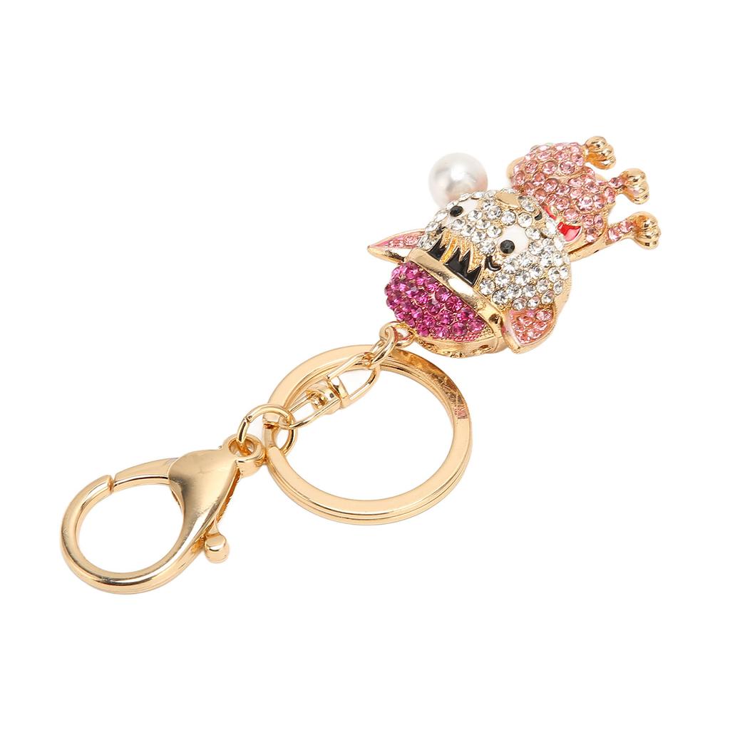 Cute Dog Keychain Bling Handbag Pendant Puppy Car Key Ring Decoration Bag Accessories Pink