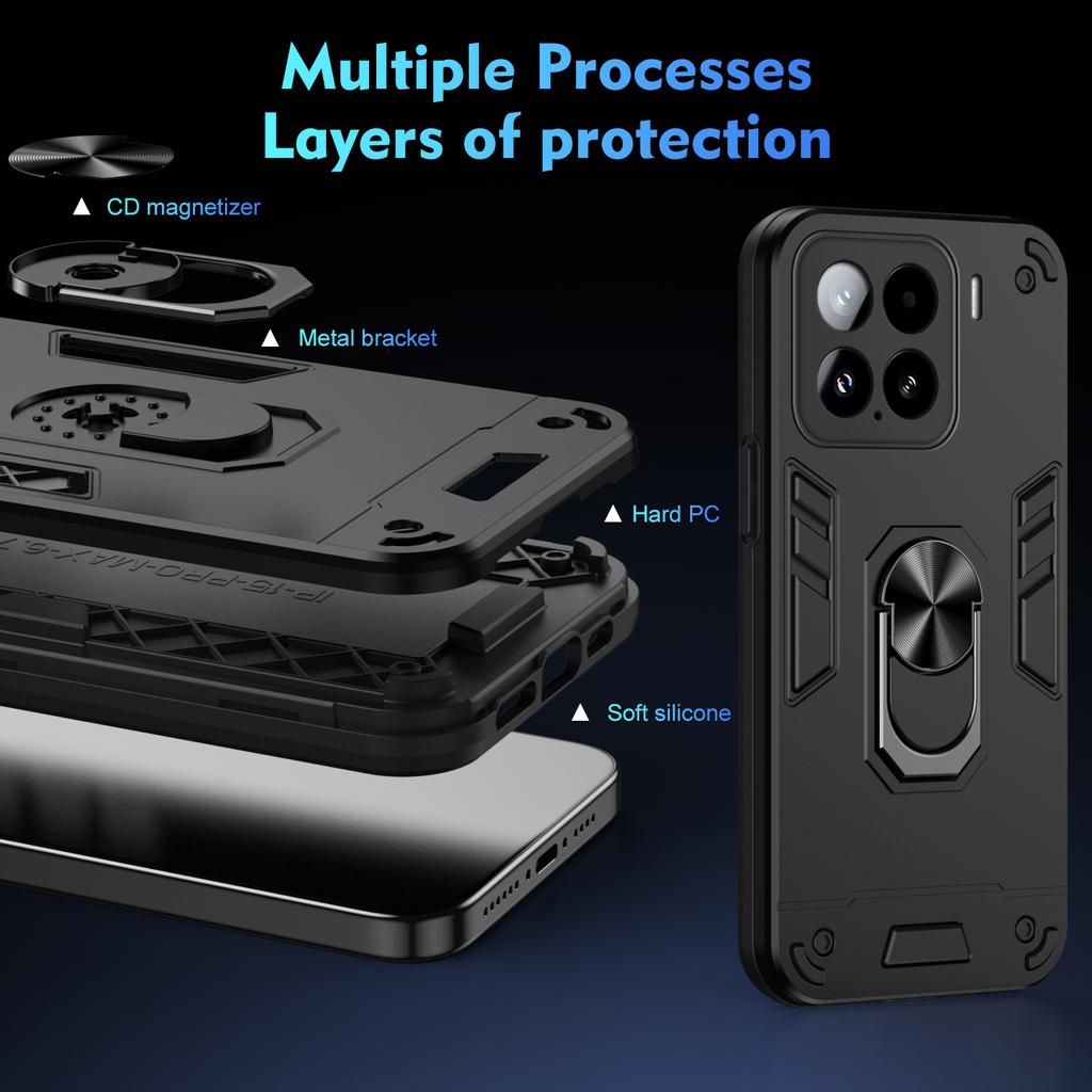 Dla Xiaomi 15 Etui PC+TPU Odporne na upadki Pokrowiec na telefon z pierścieniową podstawką