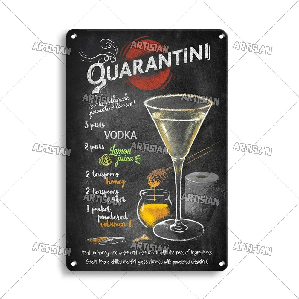 Mfoever Tin Sign Vintage Cocktail Recipe Metal Tin Sign Retro Bar Drink Menu Wall Art Decor for Pub Bar Man Cave Kitchen Rustic Iron Painting Pla