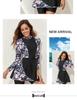 2025 European American Print Sun Protection Two-Piece Surf Swimsuit with Long Sleeve Skirt Style