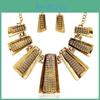 Exaggerated Fashionable Geometric Trapezoid Short Gold Necklace Earrings And