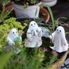 Halloween Ghost Garden Decor Set Cute Mini Resin Ghost Ornaments Gardening/Reading/See No Evil for Yard Balcony Halloween Decor