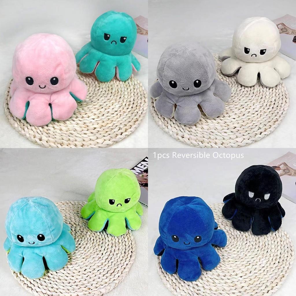 Adorable Poulpe Peluche Réversible Double Face À Retourner Pour Enfants Doux Et Câlin Animal En Peluche Vie Marine