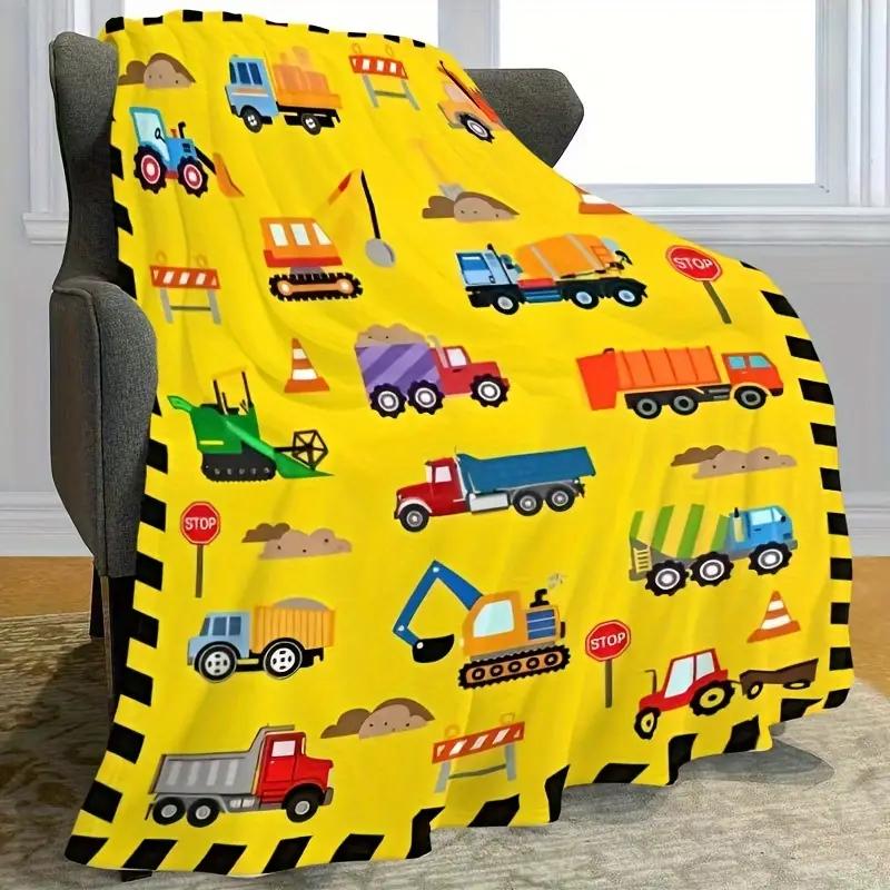 Cute Truck Construction Blanket Super Soft Flannel Throw Blankets Tractor Cars Blankets Bedding for Boys Girls Birthday Gifts