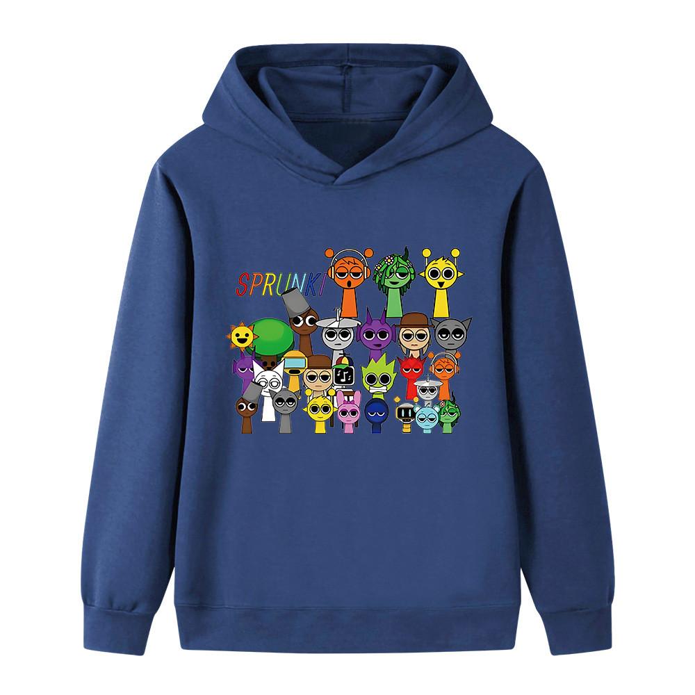 B1059 Kids Boys Girls Sprunki Print Soft Colorful Long Sleeves Hoodie