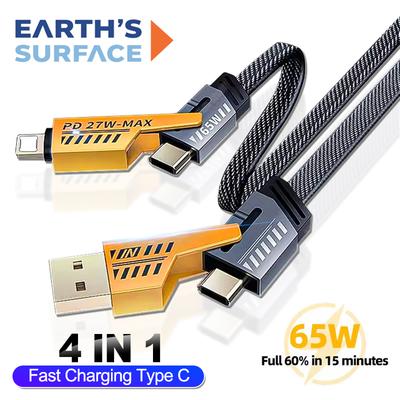 4in1 PD 27W USB C Kabel für Apple iPhone Schnellladung Typ C Kabel für Xiaomi Redmi Samsung POCO 65W Schnellladung USB Datenkabel