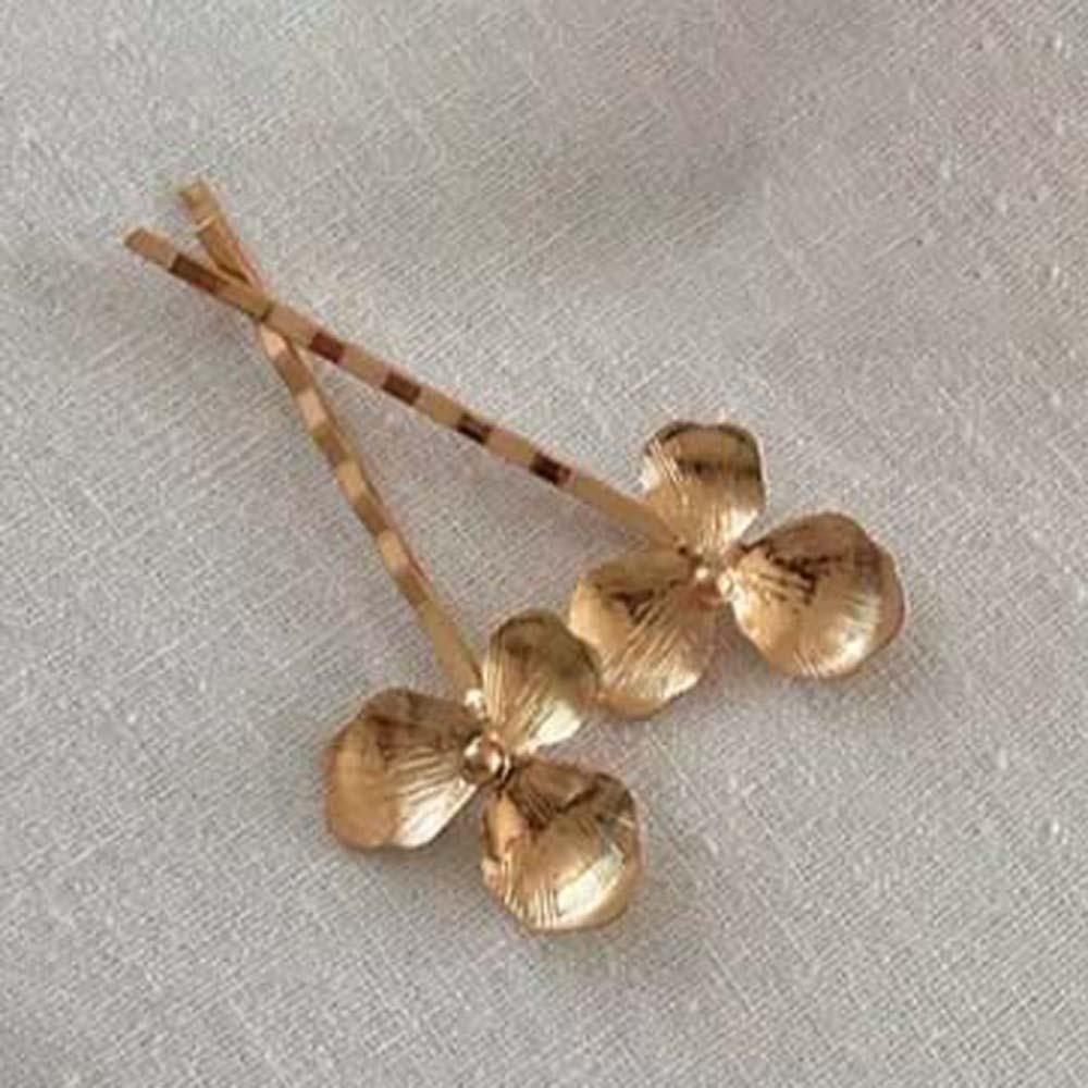 5pcs Retro Golden Flower Hair Forks Hairstyle Tools Wave Zinc Zinc Alloy Barrettes Pearl Side Clips  Banquet