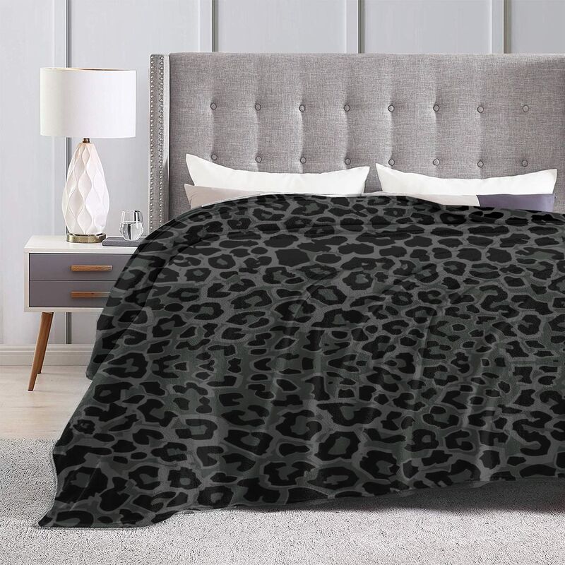 Dark Gray Black Leopard Cheetah Print Flannel Fleece Blanket Lightweight Blanket Soft Warm Cozy Fuzzy Throw Blanket for Bed Sofa
