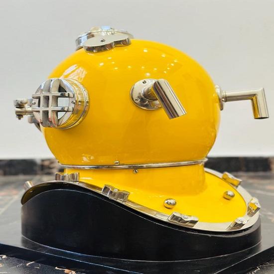 Nautischer Taucherhelm, Gelbe Beschichtung, Tiefseetaucher, Maritimes Marinedekor, Taucherhelm, Bestes Geschenk