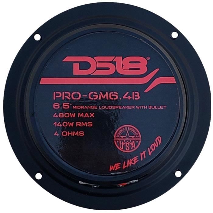 1 MIDRANGE DS18 PRO-GM6.4B 16,5 cm 165 mm 6,5" de diamètre 140 watts rms et 480 watts max 4 ohms sensibilité 95 db voiture, 1 pièce