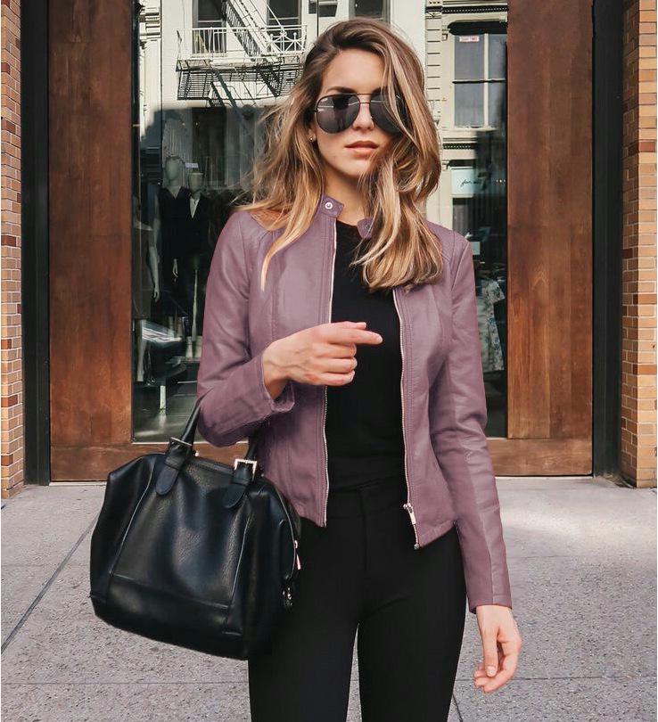 Autumn/Winter Women's Fashion PU Leather Suit Jacket