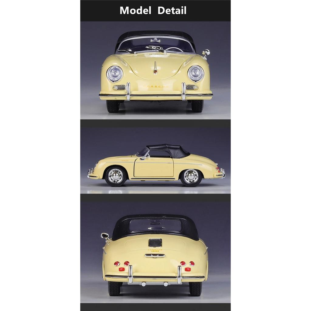 Welly 1/24 Porsche 356A Speedster 1600 Super Alloy Sports Car Model Diecast Metal Racing Car Model Simulation Childrens Toy Gift