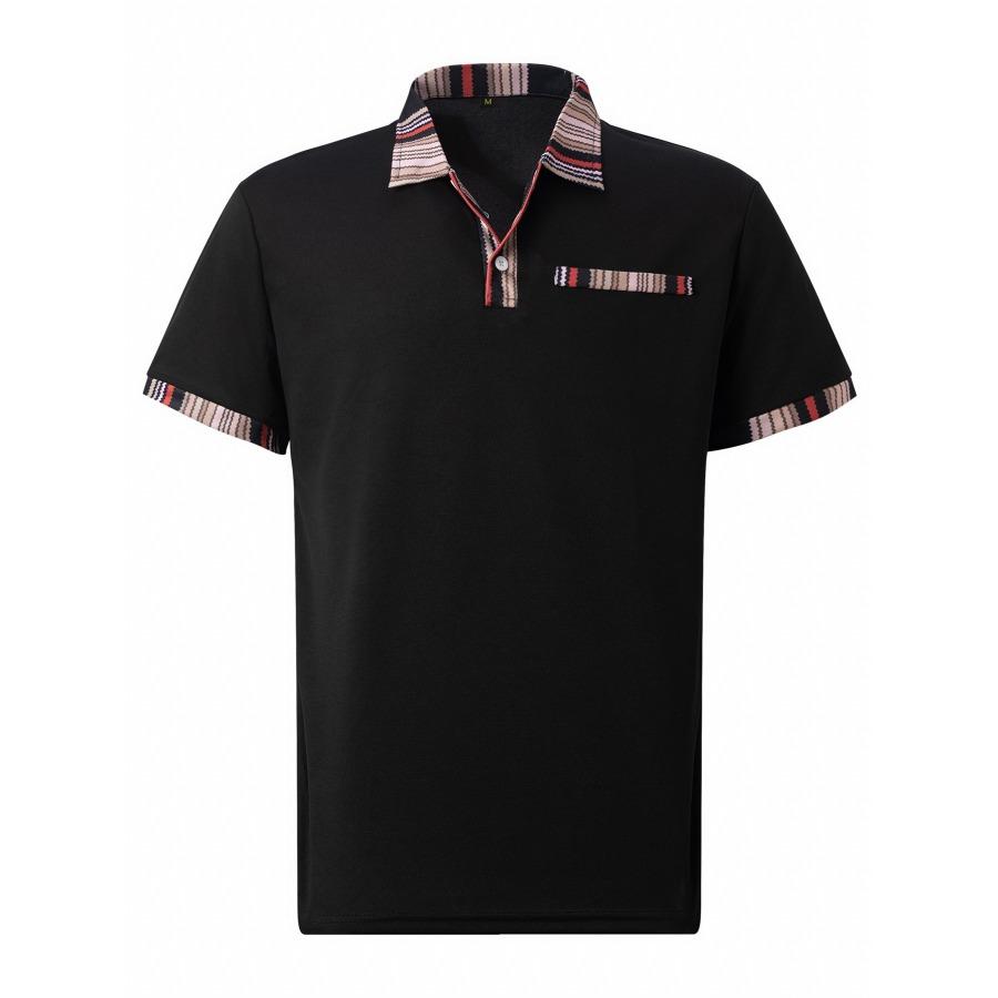Men's Summer Tops Lapel Casual T Shirt Fake Pocket Short Sleeve POLO Shirts