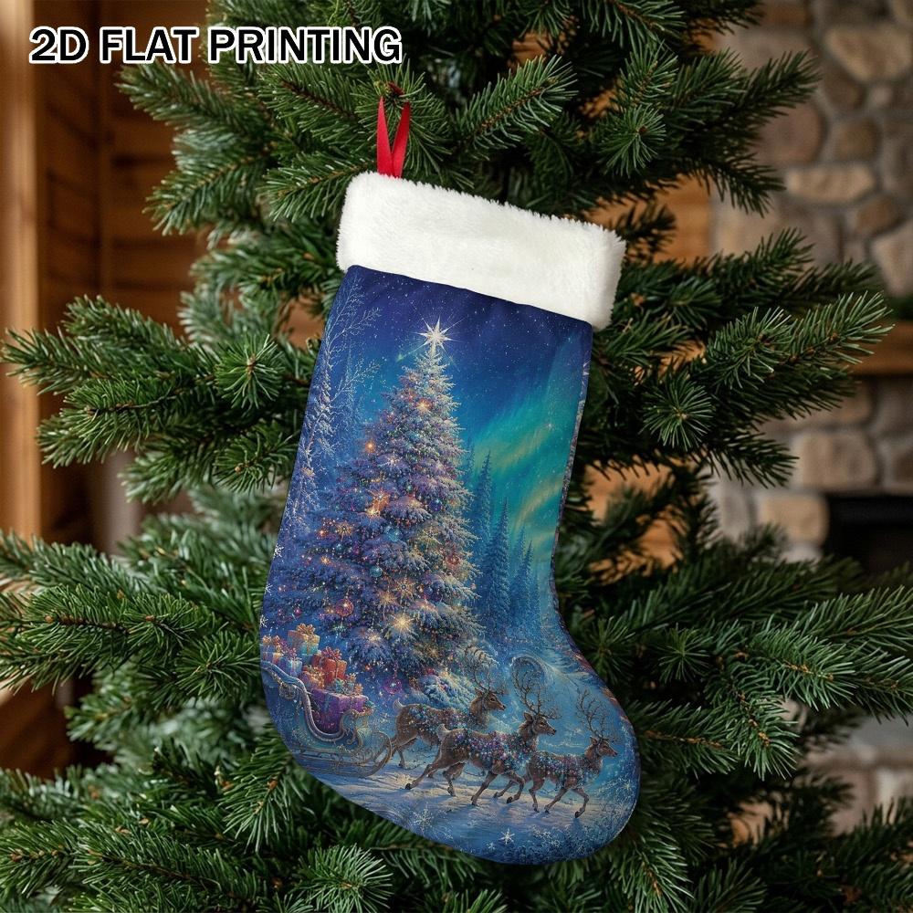 Christmas decoration fireplace hanging stocking 1pc 1pcs Reindeer Christmas Stocking Suitable for Fireplace Ma