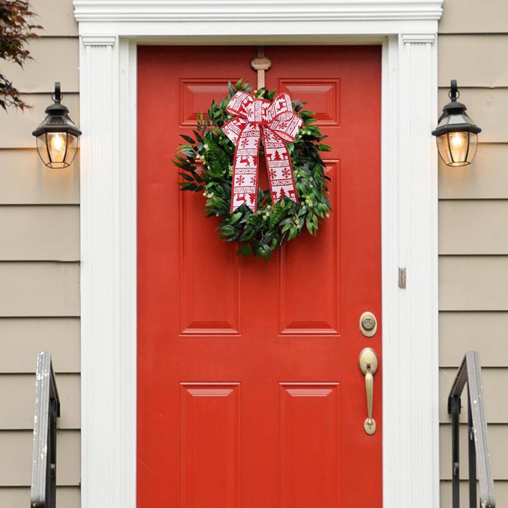 Festive Red And Khaki Diy Christmas Bow Decorations For Holiday Tree Ornamentation