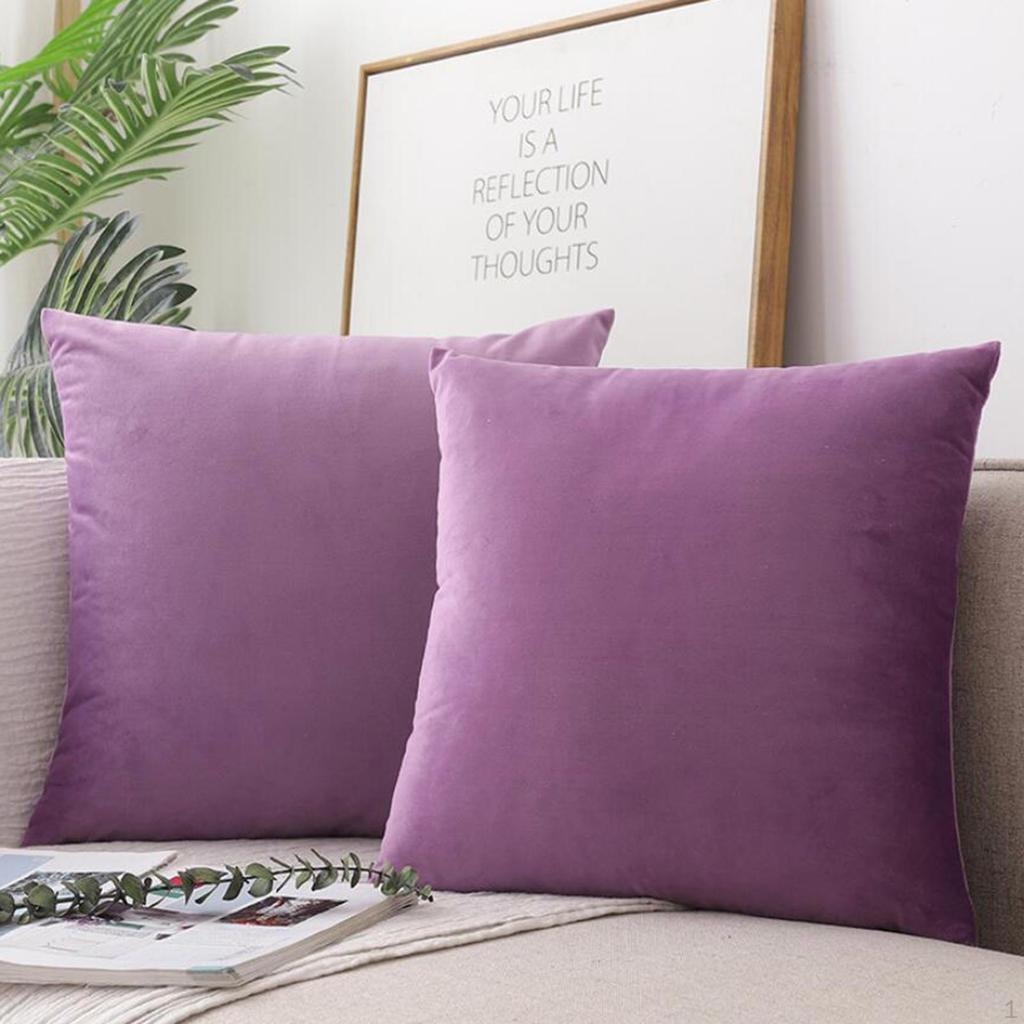 2 Pieces Velvet Solid Throw Case Decorative Cushion Decor for Living Room Couch Sofa Car 18 X