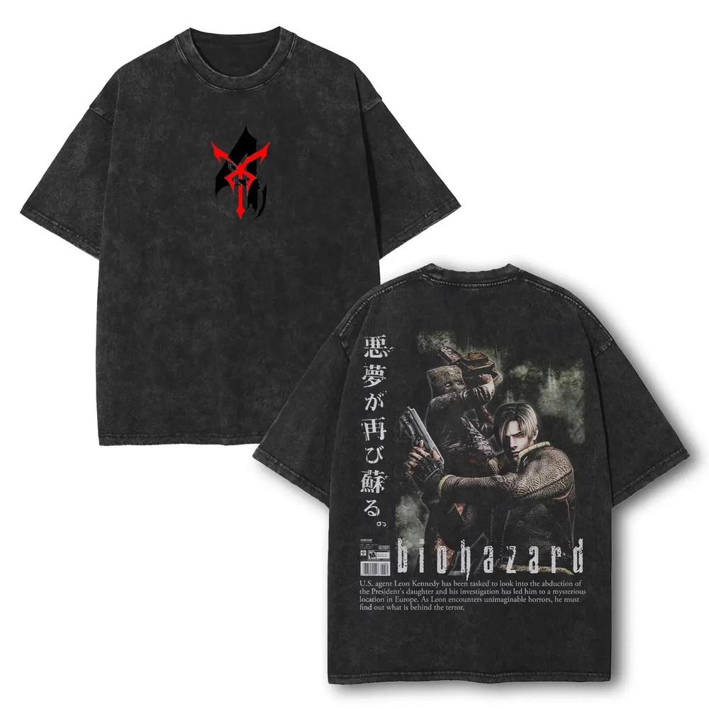 Винтажная футболка в стиле 90-х Biohazard Resident Evil 4 Леон Кеннеди Унисекс XXL