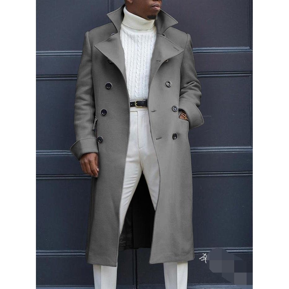 Autumn Winter Men's Fashion Coat British Baggy Coat Mid-Length Trench Coat Casual Daily Comfortable