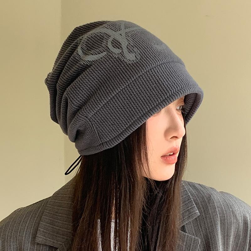 Hat Women's Big Head Circumference Baotou Hat Warm Ear Protector Knitted Wool Hat Versatile Stacking Hat