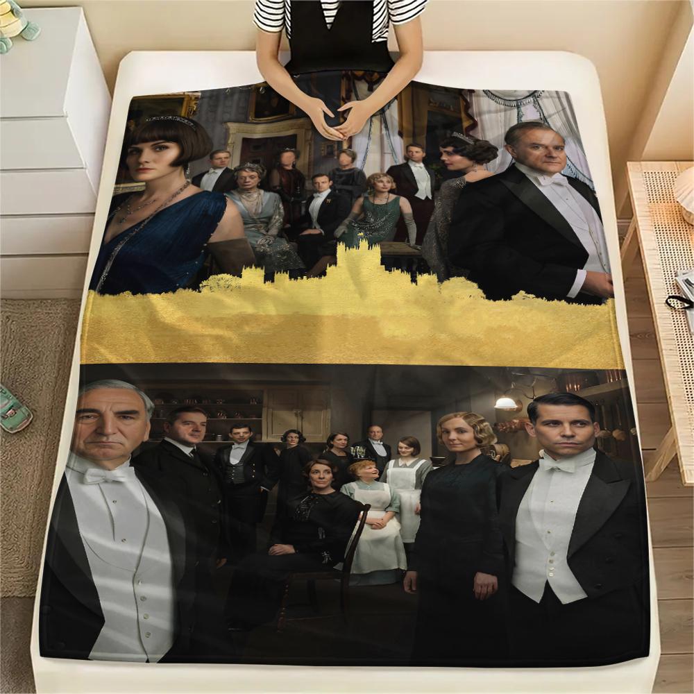 1 Stück Flanelldecke mit Downton Abbey Aufdruck, Hohe Qualität für alle Jahreszeiten, Heimdekoration, Wärme und Komfort, Perfekt für Weihnachtsgeschenke