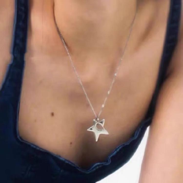 Silver Color Hollow Irregular Star Necklaces for Women Sweet and Cute Pendant