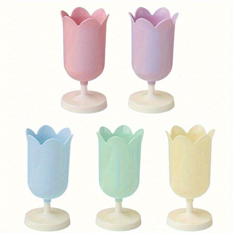 Tulip Shaped Plastic Pen Holder - Office Desk Organizer for Pens, Cosmetics and Stationery Back To School