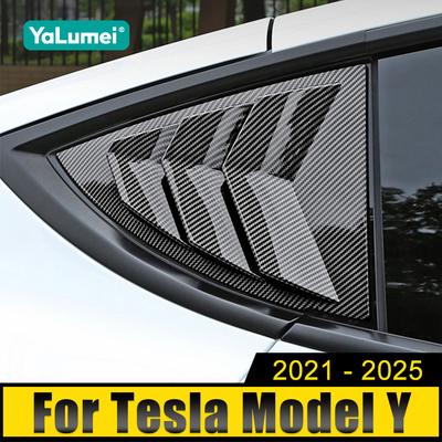 For Tesla Model Y ModelY 2021 2022 2023 2024 2025 ABS Carbon Car Rear Window Blinds Side Tuyere Louvers Vent Cover Trim Sticker