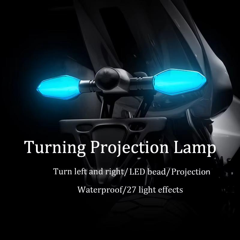 2PCS Universal Motorcycle LED Turn Signal Lamp Color Projection Lamp Sequential Flowing Flash Indicator Lights Running Light