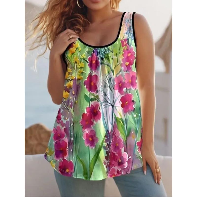 Summer Women's Sleeveless Vest Creative Color Printing Comfortable Soft Fashionable Versatile Vest
