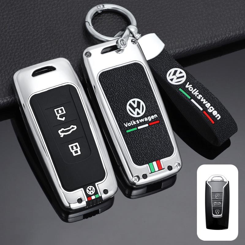 For VOLKSWAGEN VW Zinc Alloy+Silicone Car Key Bag Smart Remote Keychain For Volkswagen VW Touareg 2018 2019 2020 2021 2022 Keyri