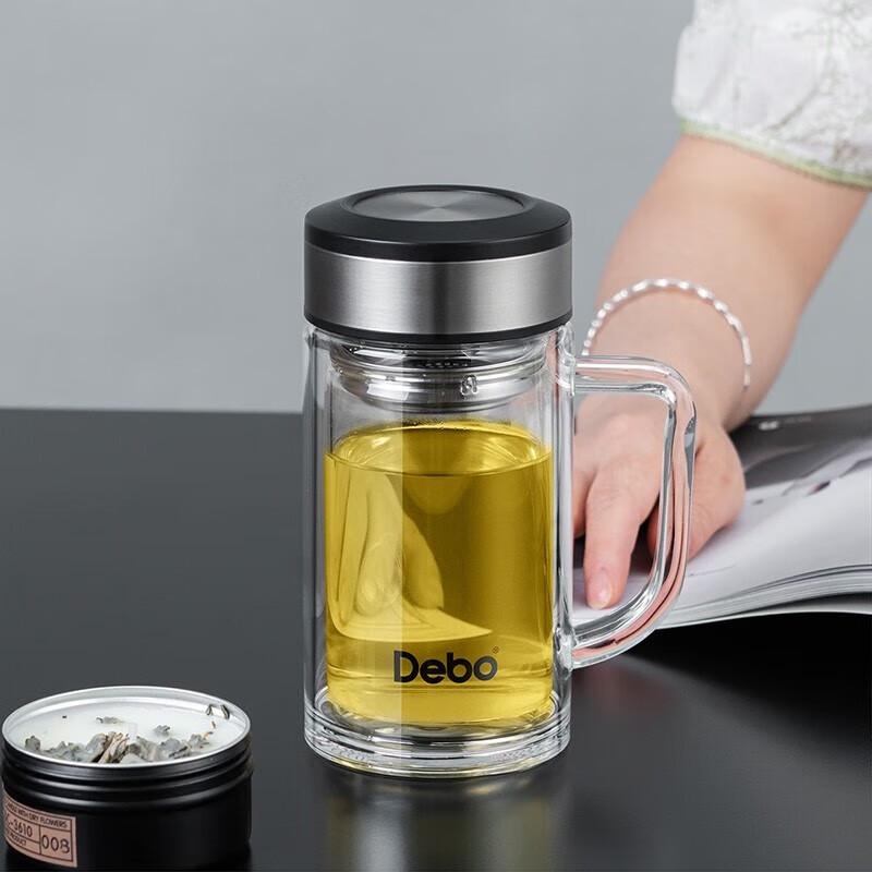 Debo Pascal Double-Layer Glass Tea Cup with Handle