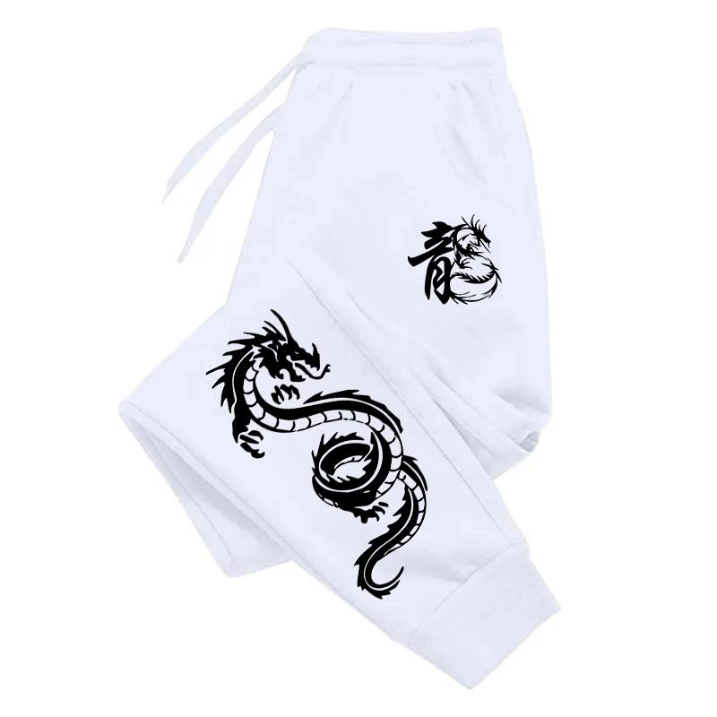 Men's Dragon Printed Sweatpants Men High Quality All Season Daily Outdoor Casual Retro Sports Fitness Jogging Long Pants