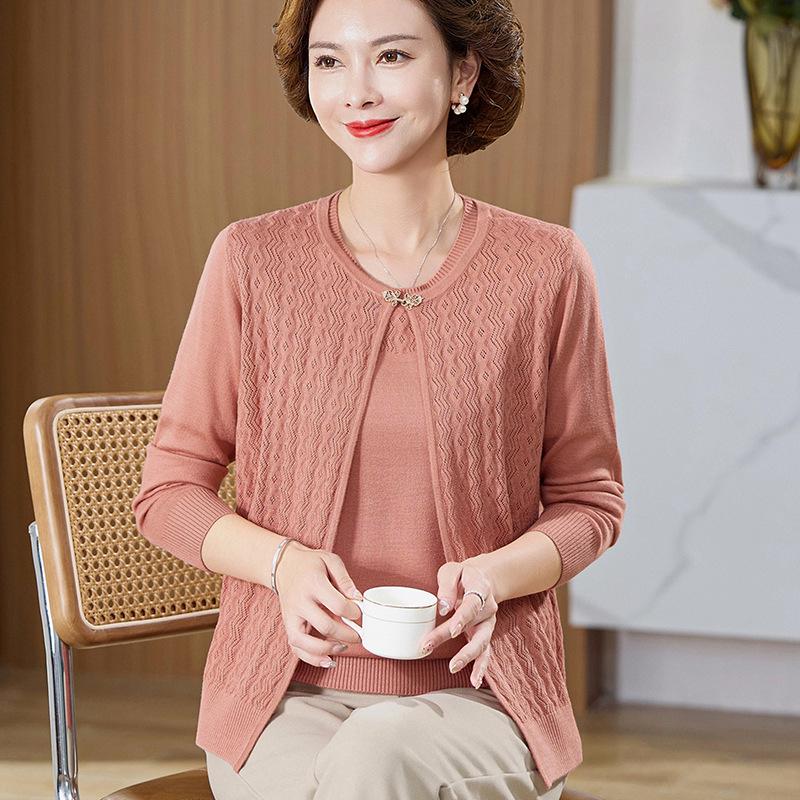 

Spring 2026 Knit Cardigan & Jacket Set for Middle-Aged & Elderly Women 5XL (Recommend 150-165 Jin) оранжевый