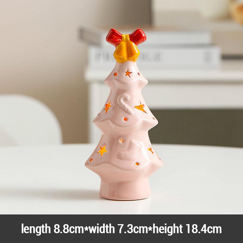

Ceramic Christmas Tree Night Light Xmas Desktop Decoration Ornaments Practical High-End Holiday Gift for Girls - without Battery